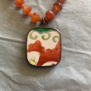 Sterling silver Antique pottery chard necklace
